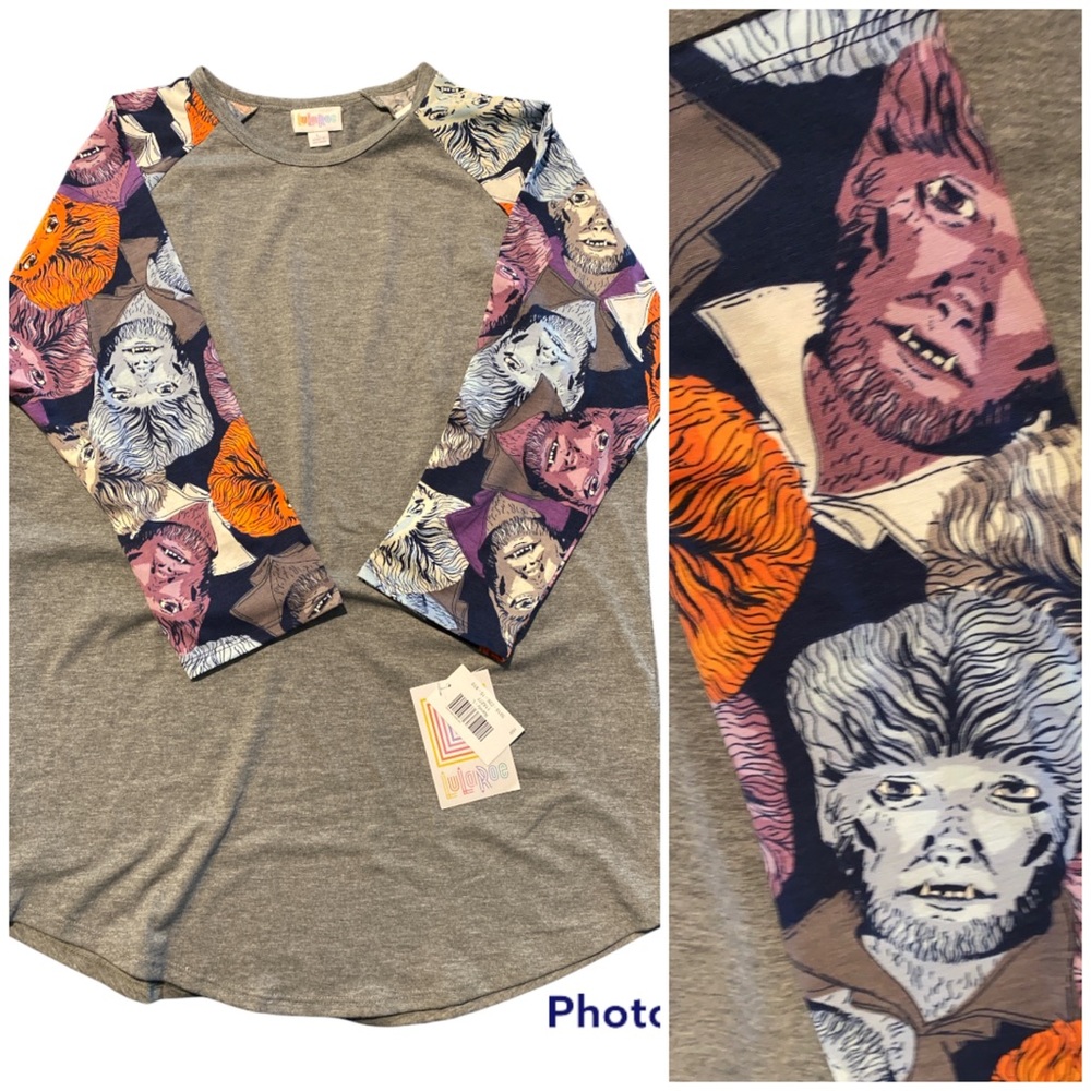 Lularoe Wolfman Randy jersey Halloween 3/4 length sleeves t-shirt